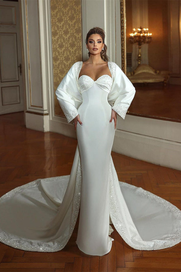 Skintight Butterfly Sleeves Open Back Nightgown Robe Wedding Dress