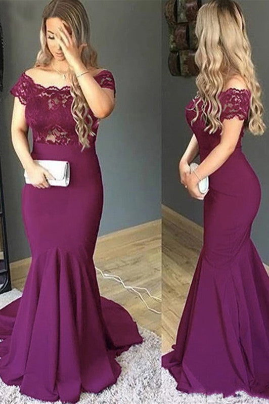 Purple Off Shoulder Mermaid Lace Bespoke Mother Dress