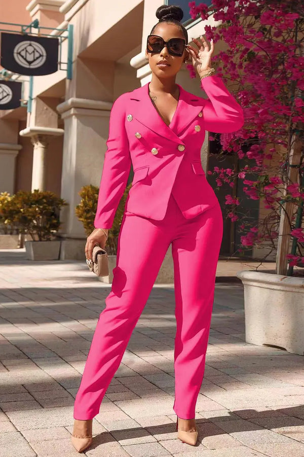 Sexy Bespoke Fuchsia Double Breasted Women Suits